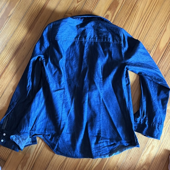 NWOT J. Crew dark blue denim chambray women’s button down shirt cotton M - Picture 8 of 9